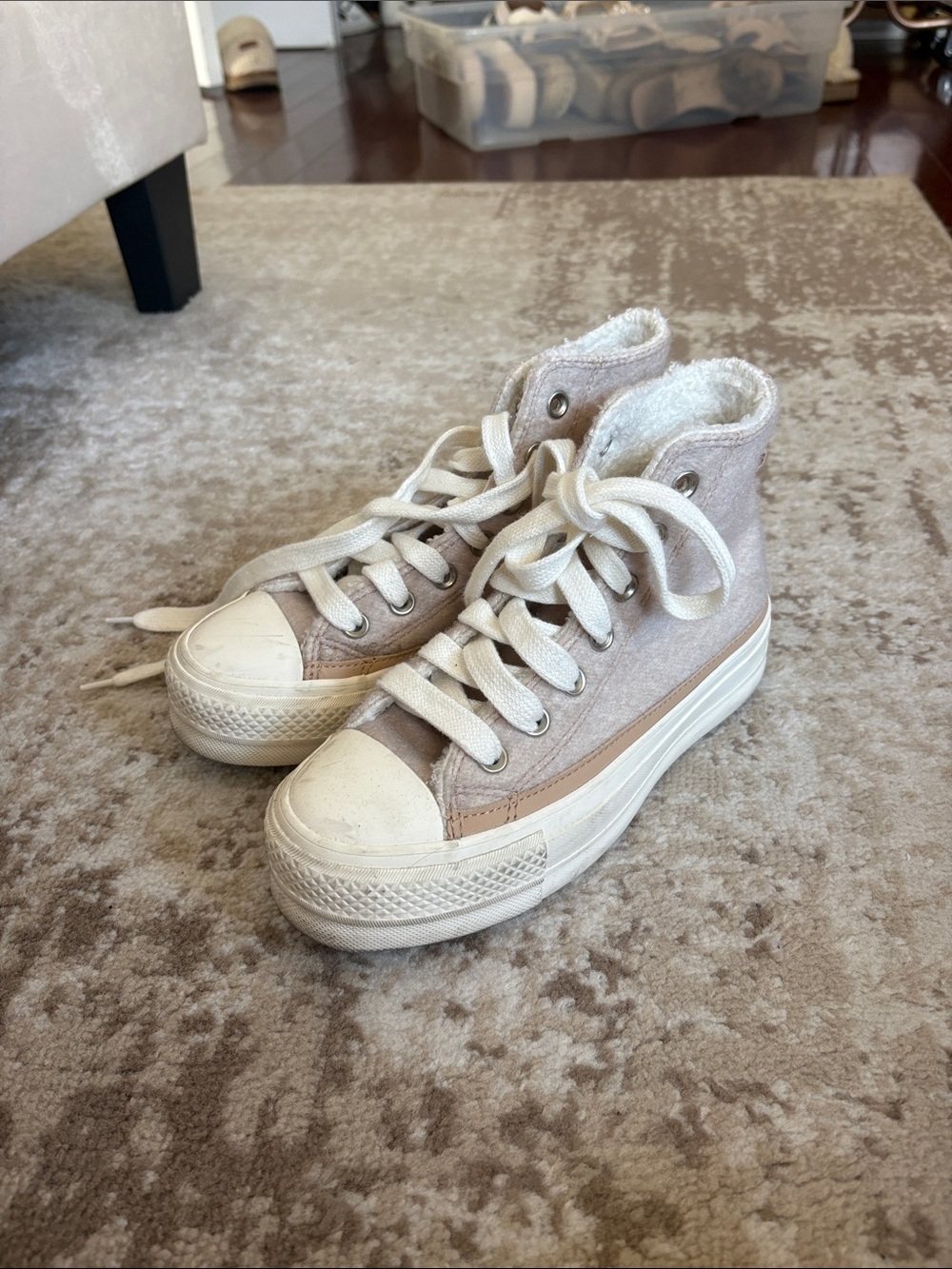 Converse Women's High-Top Sneakers in Light Beige and White